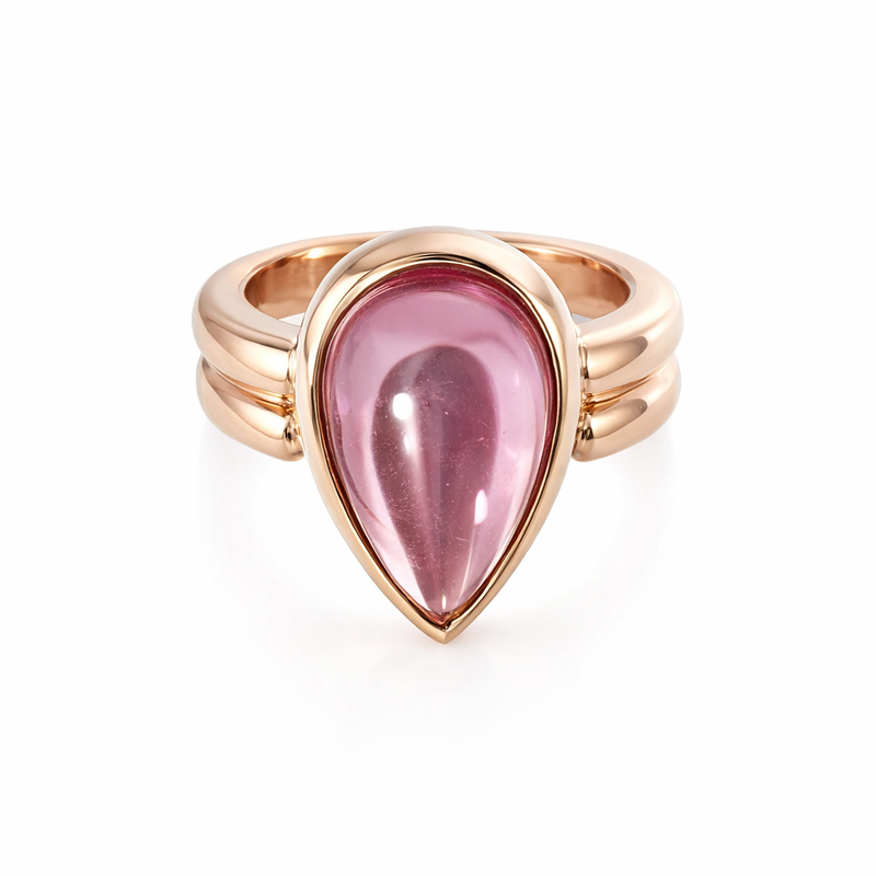 Pink Tourmaline Ring In 18K Rose Gold