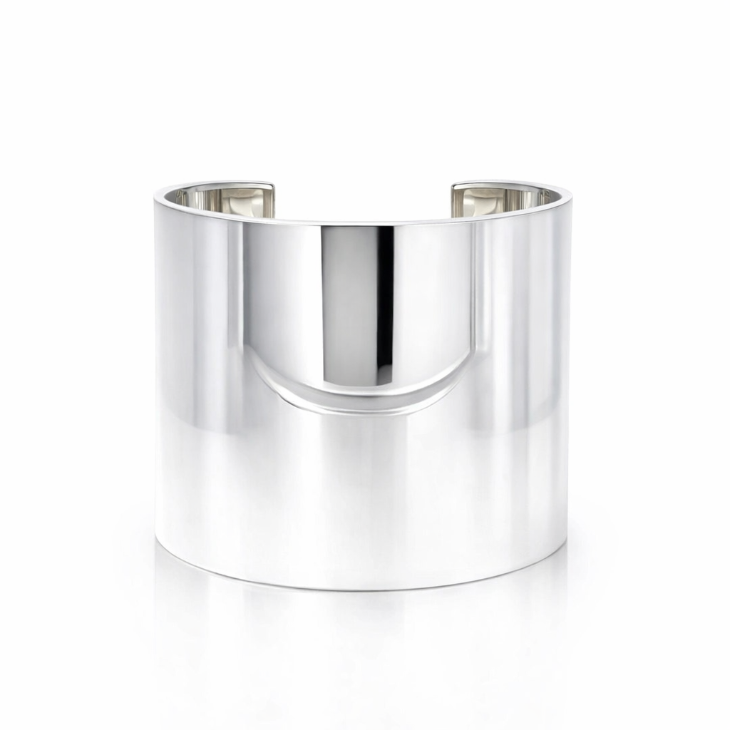 Wide Plain Cuff In Sterling Silver