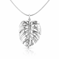 Monstera Leaf Pendant In 18K White Gold