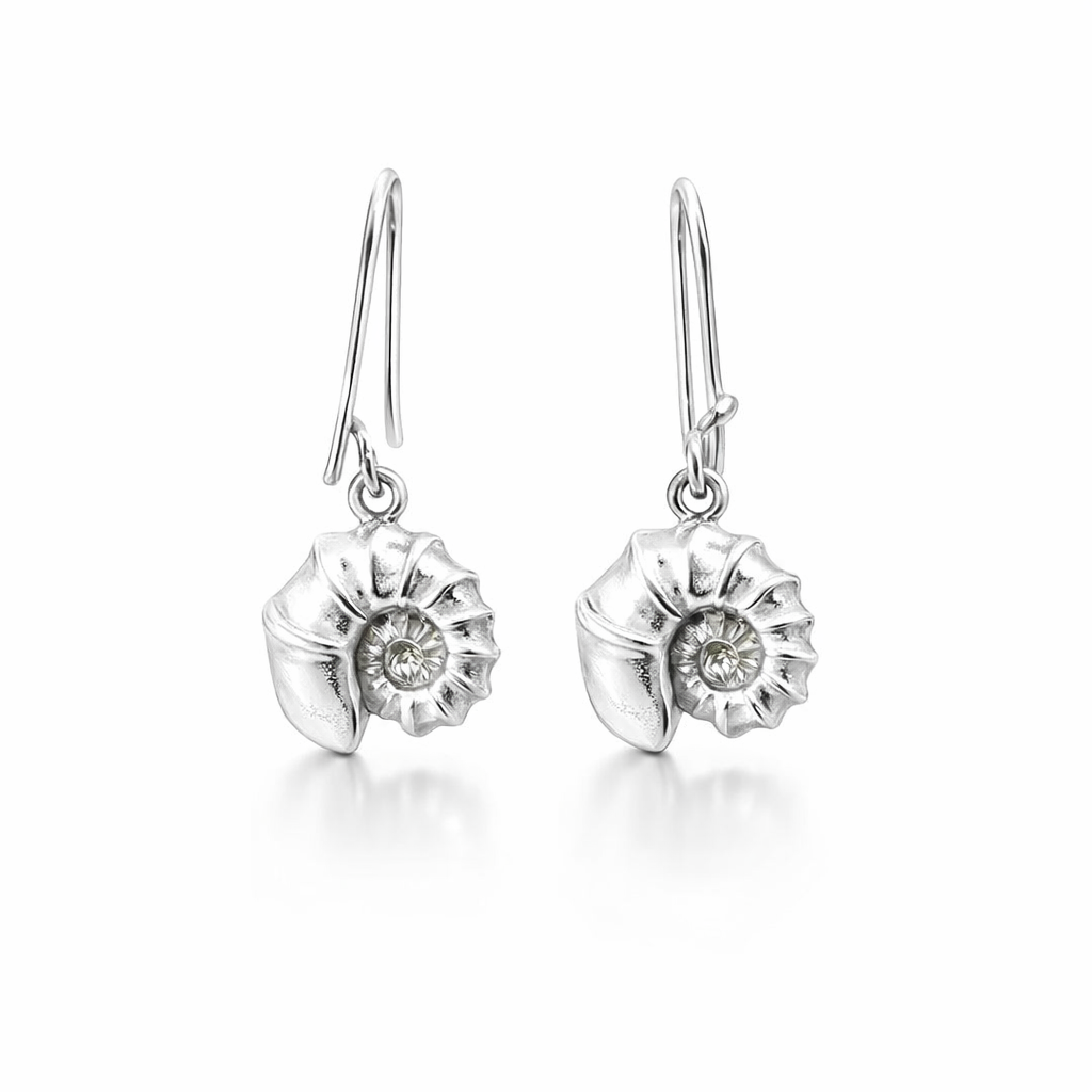 Cephalopoda Shell Earrings In Sterling Silver