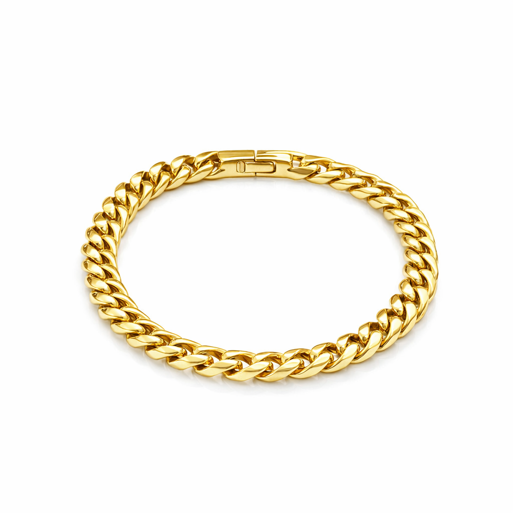 Curb Bracelet In Stainless Steel 14K Gold Plate