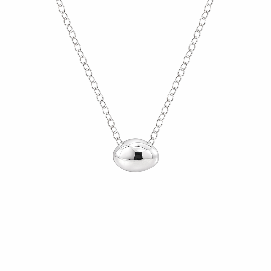 Silver Necklace With Silver Pebble Pendant