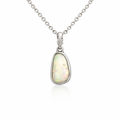 Solid White Opal Pendant in Sterling Silver