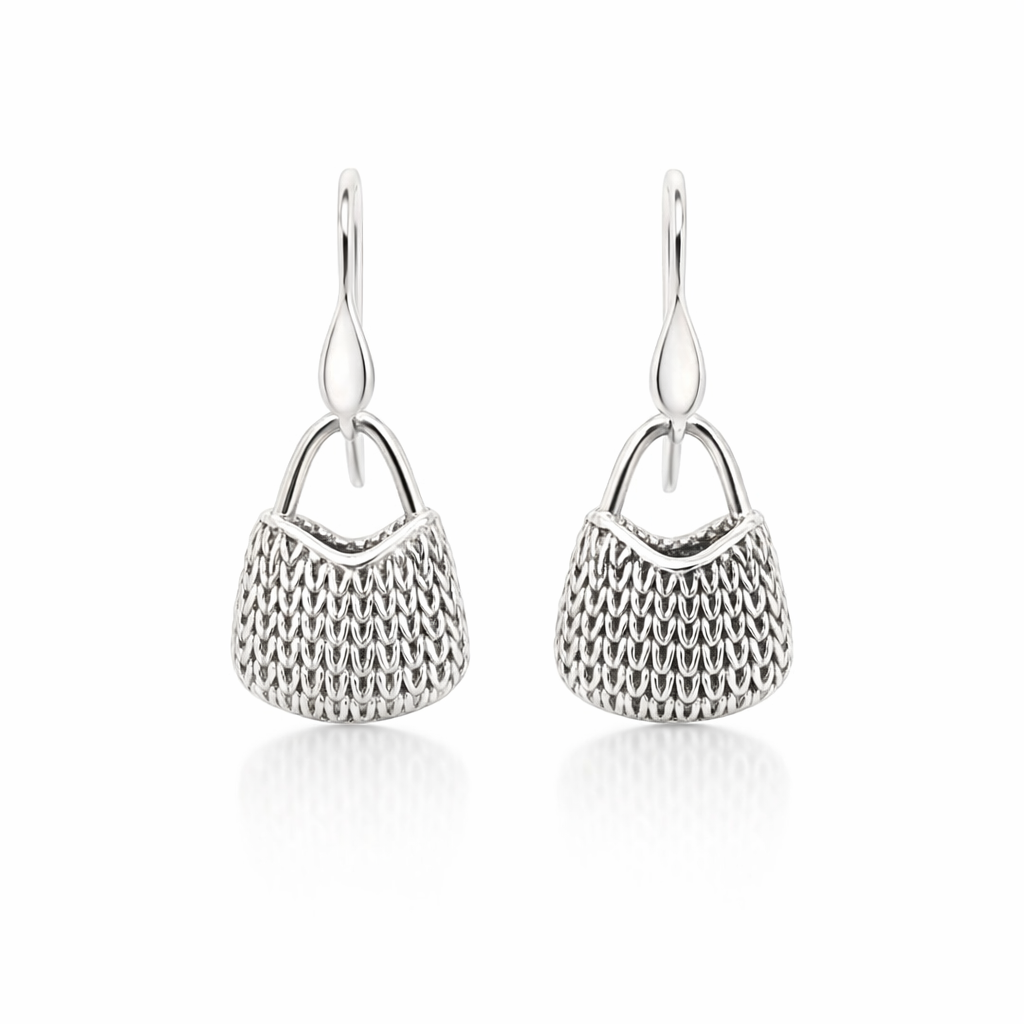 String Bilum Earrings In Sterling Silver