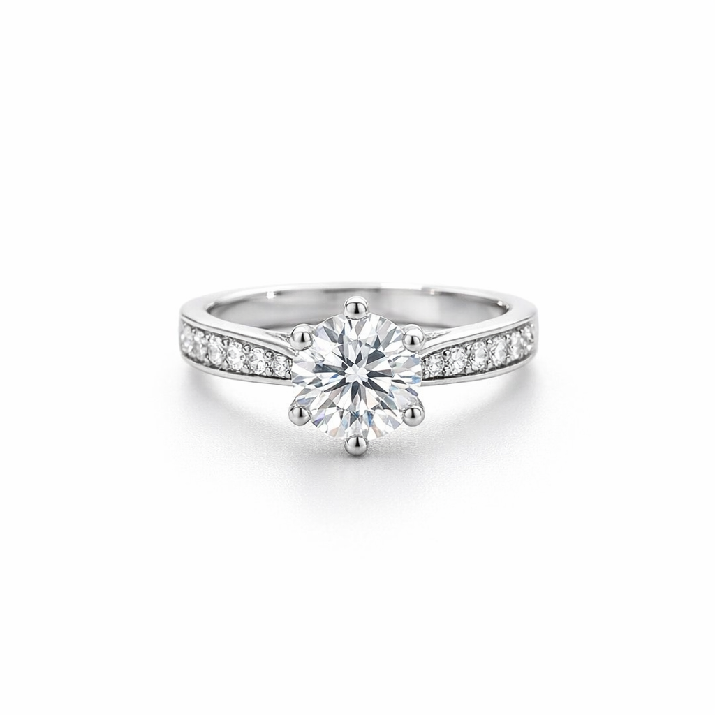 Cubic Sterling Silver Ring With CZ Set Band