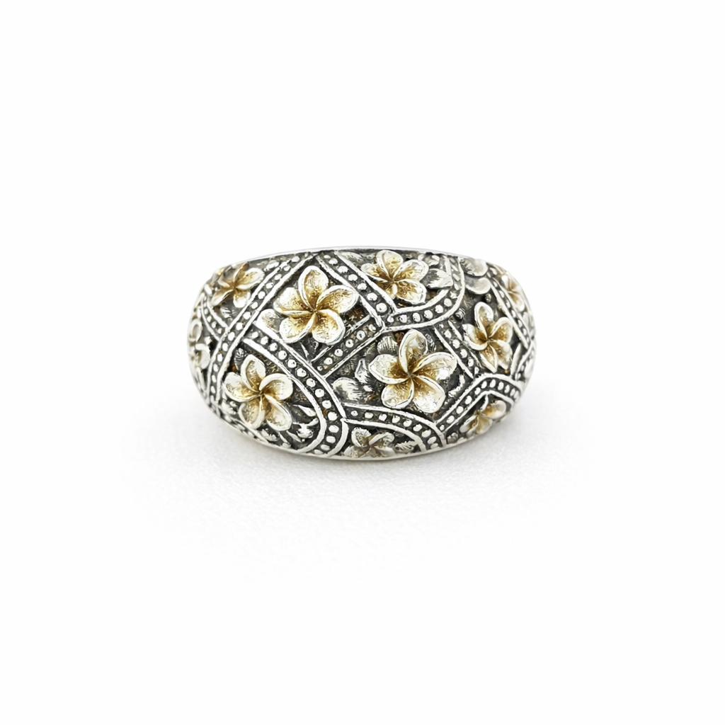 Intricate Design With Frangipani's Silver Ring