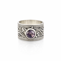 Amethyst Ring In Silver With A Detailed Design