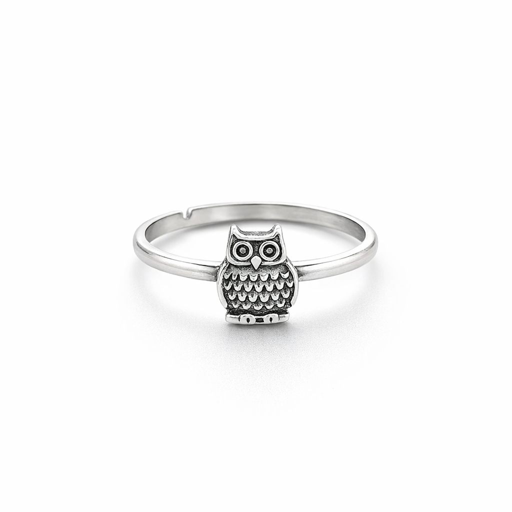 Owl Ring In Sterling Silver