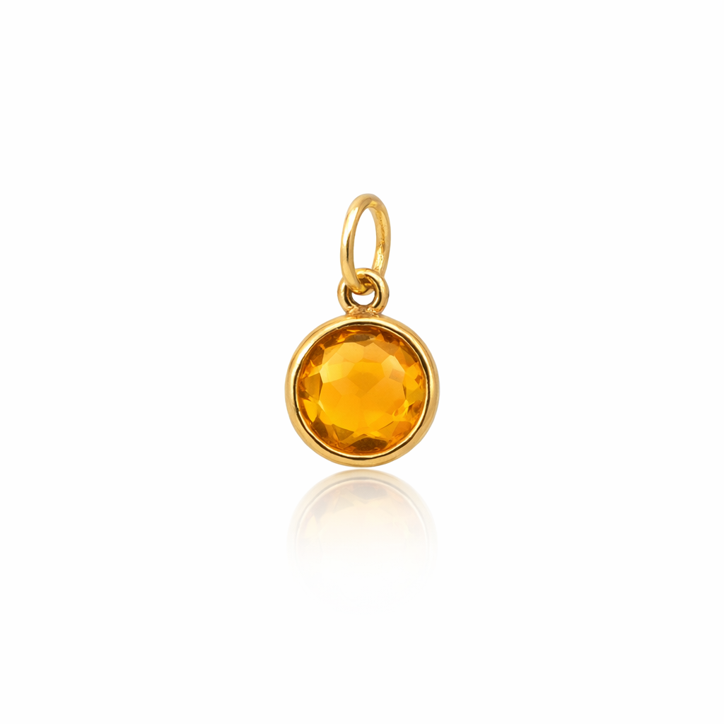 Citrine Pendant In Gold Plated Brass