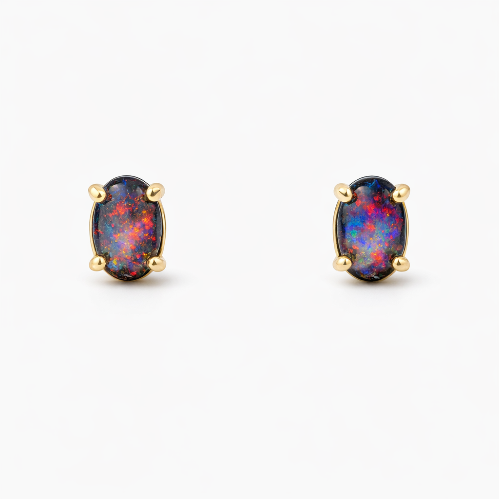 Queensland Boulder Opal Stud 18K Earrings