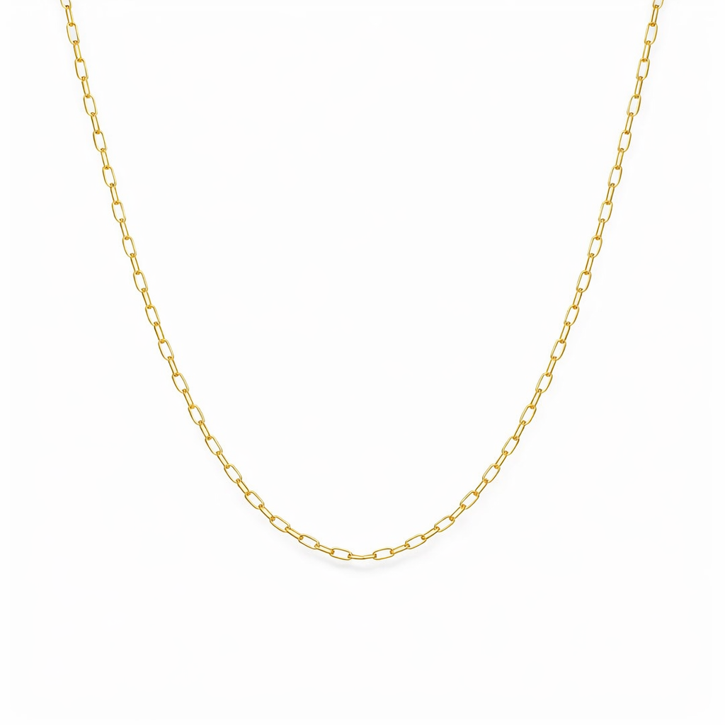 Gilded Grace: 9K Yellow Gold 55cm Elongated Trace Chain