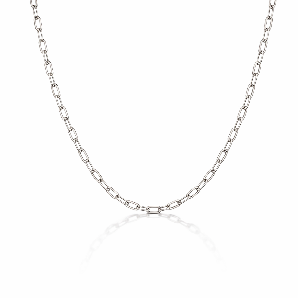 Elongated Trace 42cm Necklace in 9K White Gold