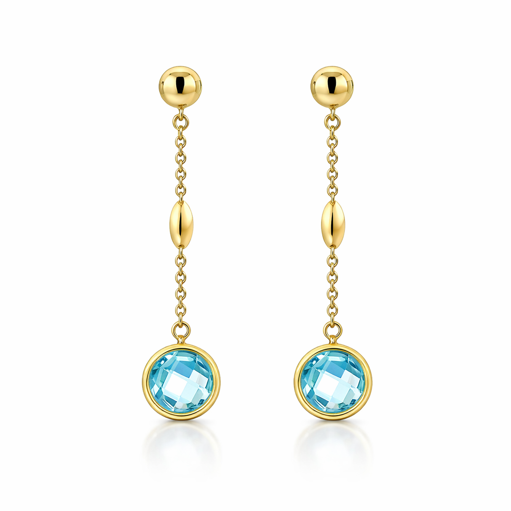 Sky Blue Topaz Drop Earrings | 9k