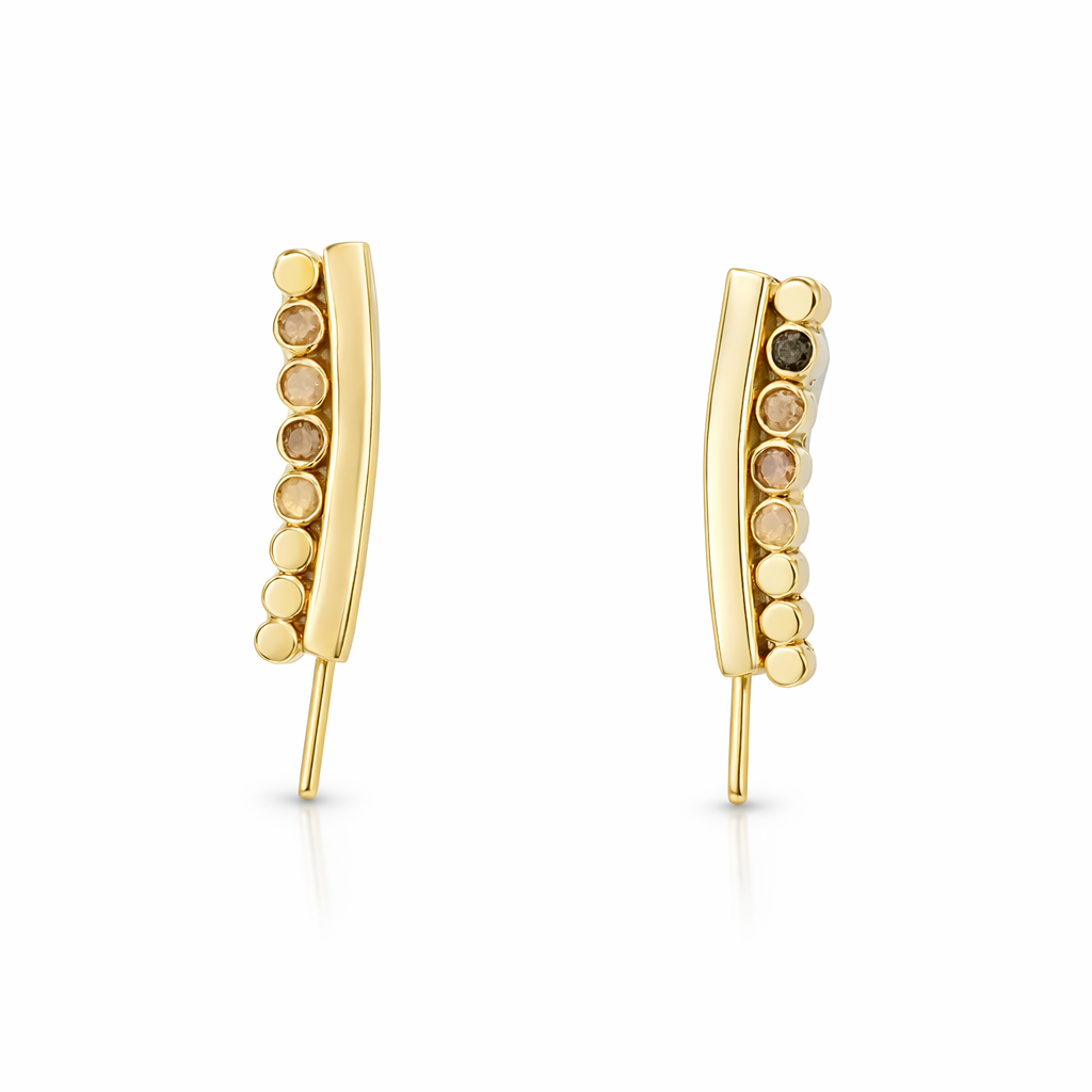 Earrings Bar And Dot On Hooks 9K Gold