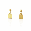Square Drops On Bead Studs Silver Gold Plate