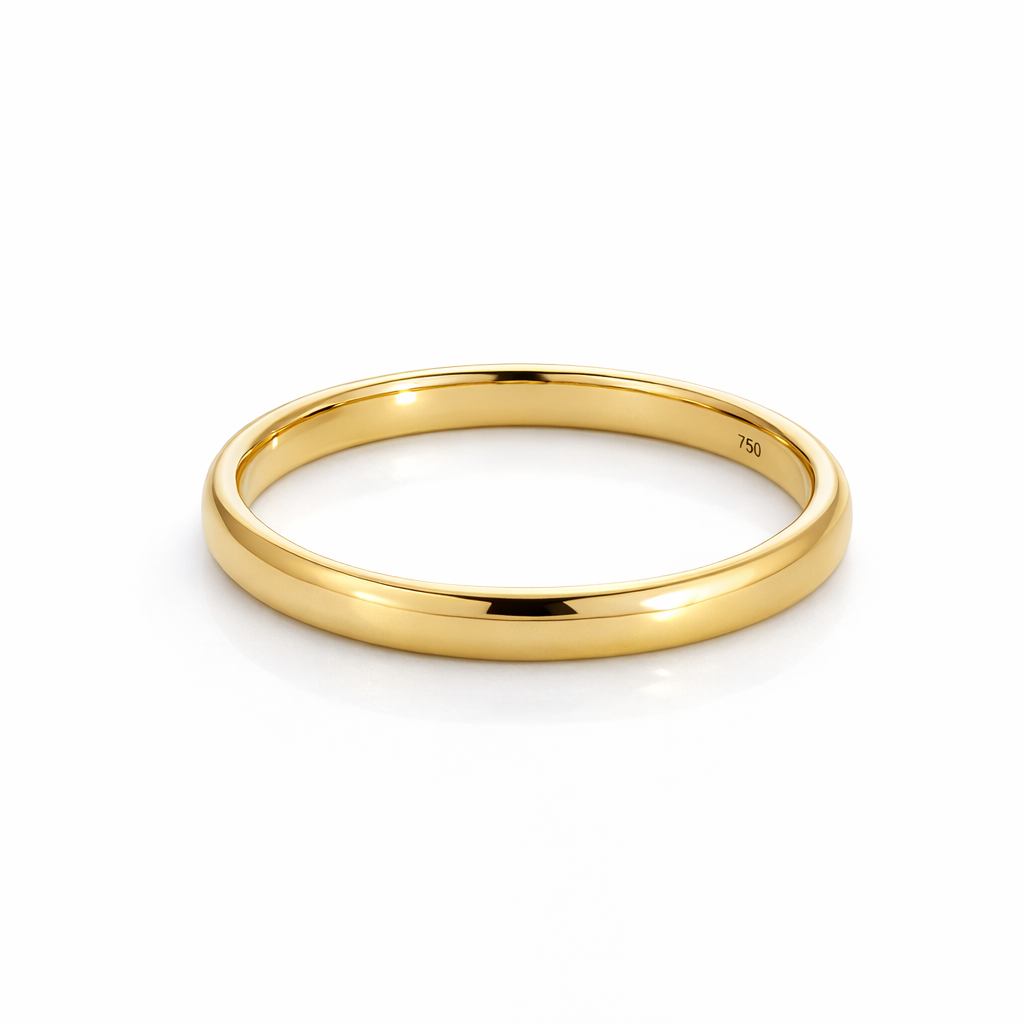 Rounded Wedding Ring In 18ct Yellow Gold
