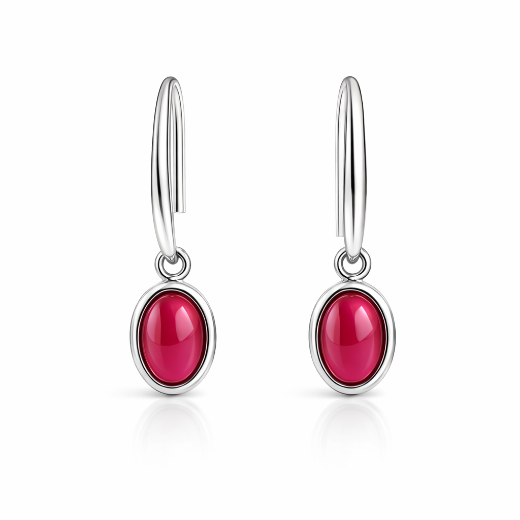 Ruby Sterling Silver Earrings