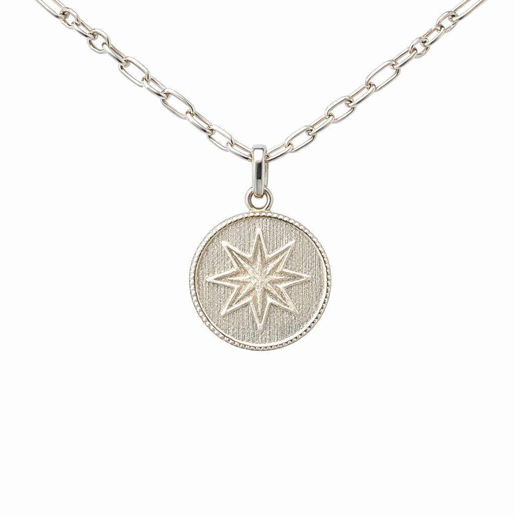 Starburst Disc Buka Pendant In Sterling Silver