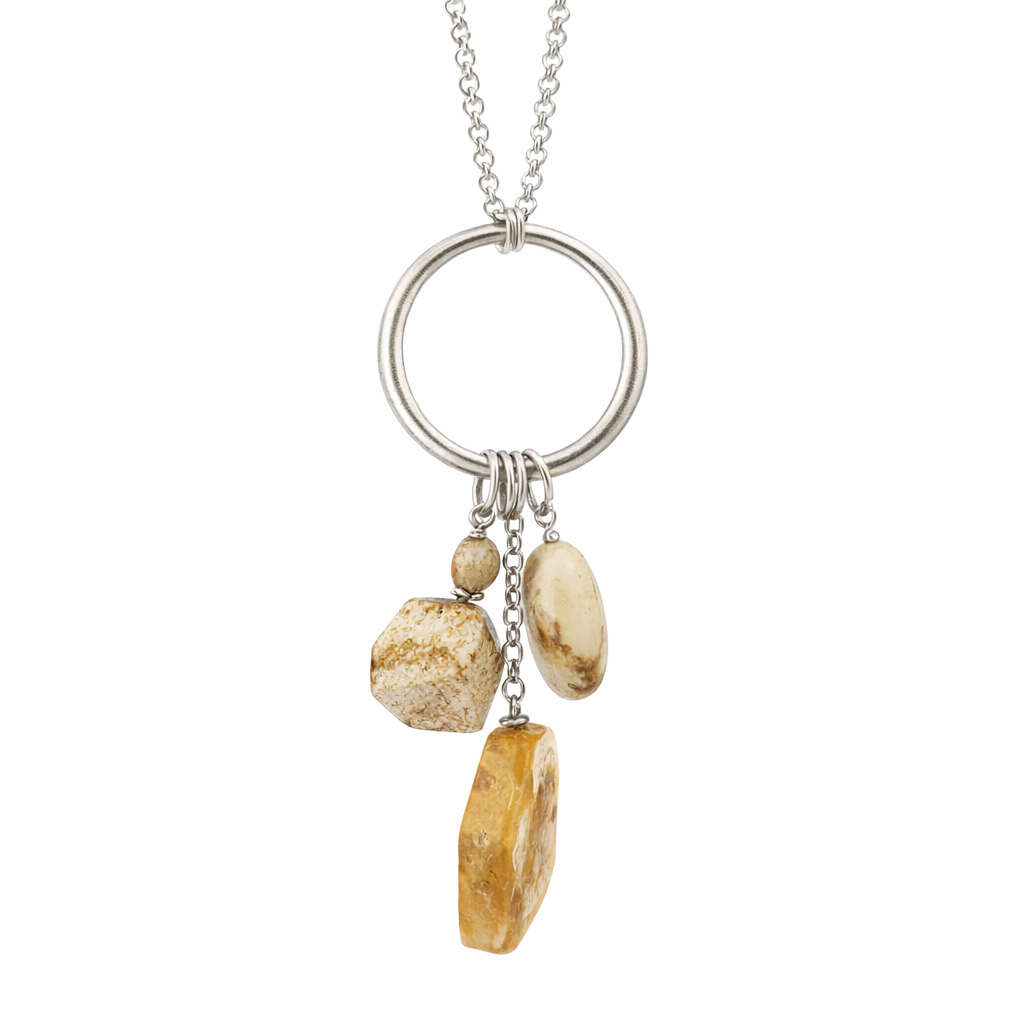 Sterling Silver Necklace With Jasper Stone Tassel