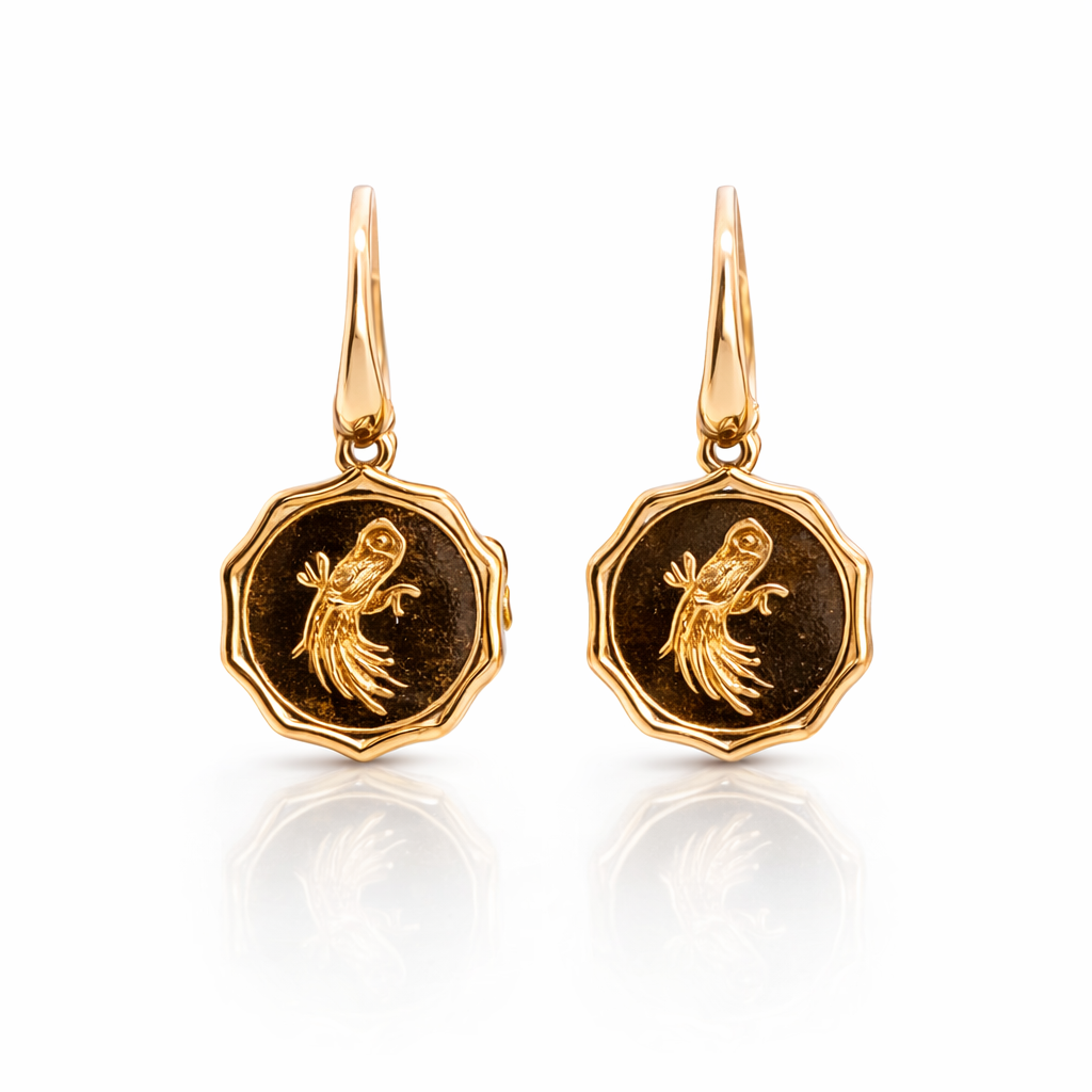 Avian Earrings, Enchanting 18K Greater Bird Of Paradise