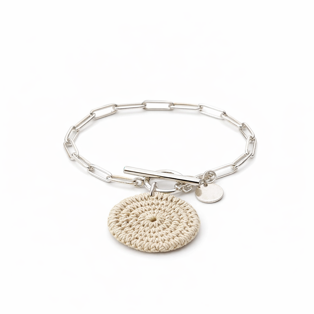 Chainlink Charm Silver Bangle by Bilum And Bilas