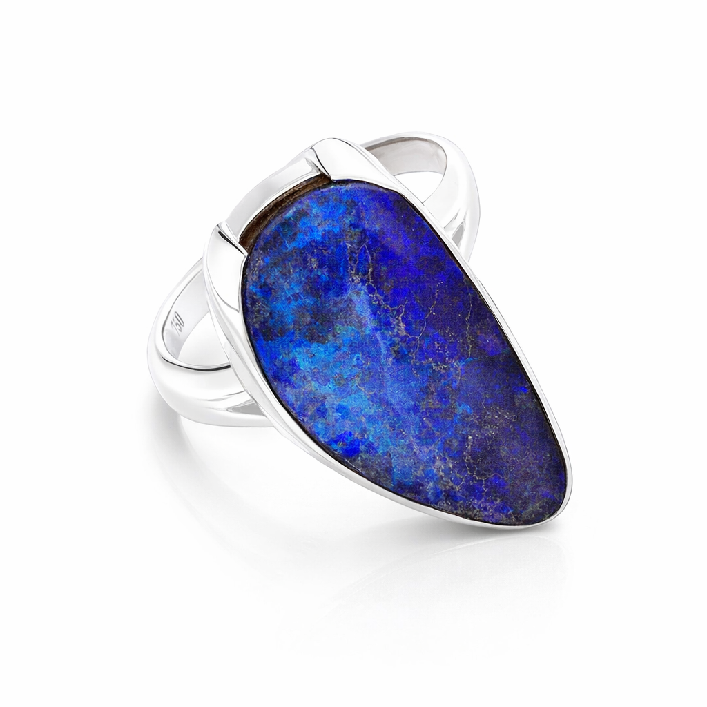 Organic Boulder Opal Ring | 18ct White Gold