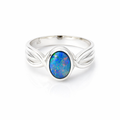 Australian Blue And Red Opal Ring In Sterling Silver