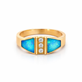 Inlaid Crystal Opal And Diamond Ring | 18K