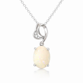 Elegant White Opal Pendant In Sterling Silver