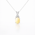 Elegant Yellow Opal And Cubic Pendant in Sterling Silver