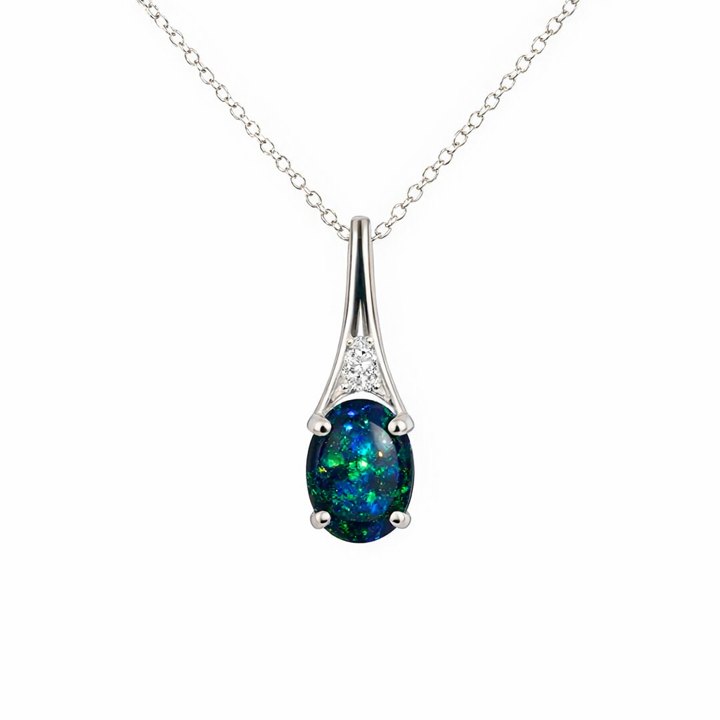 Triplet Opal Pendant | Exquisite Greens/Blues With CZ