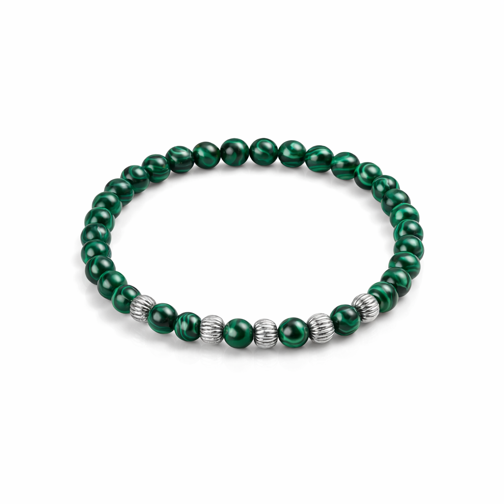 Men's Green Malachite Beaded Bracelet