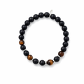 Red Tigers Eye And Black Agate Beaded Bracelet