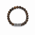 Bronzite Stone Bead Bracelet &amp; Stainless Steel Decorative Bead