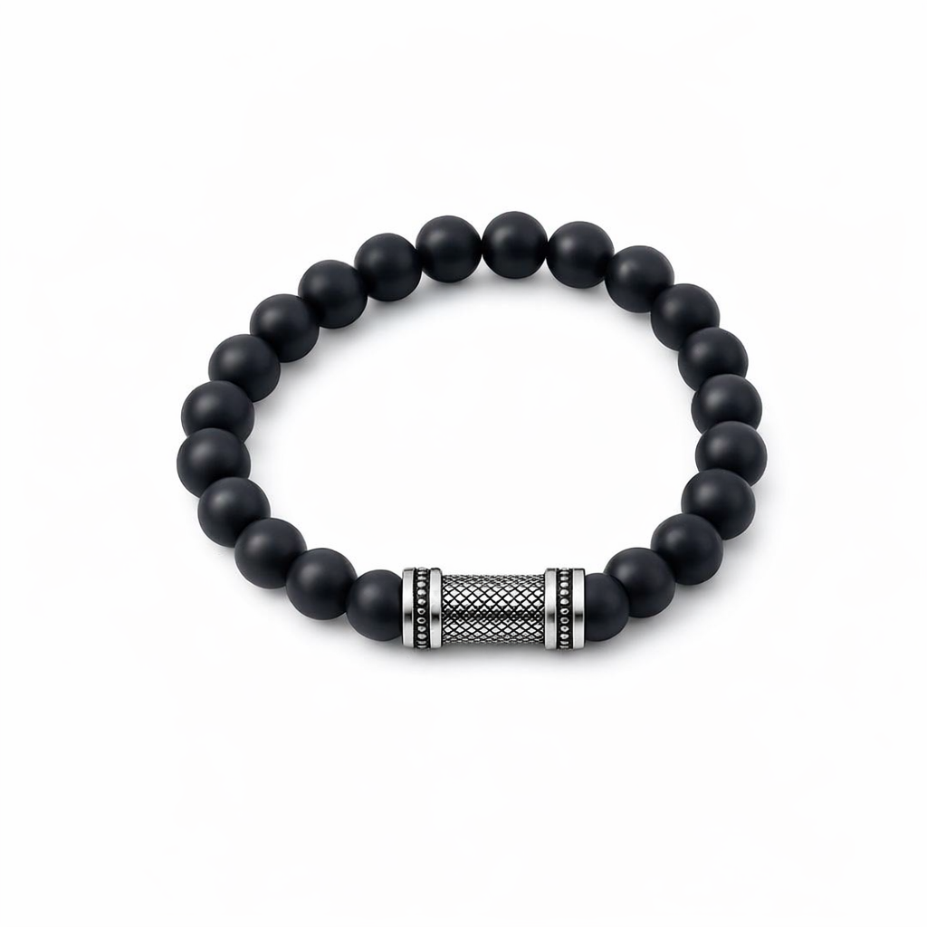 Agate Stone Bead Bracelet &amp; Stainless Steel Decorative Bead