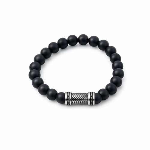 Agate Stone Bead Bracelet &amp; Stainless Steel Decorative Bead