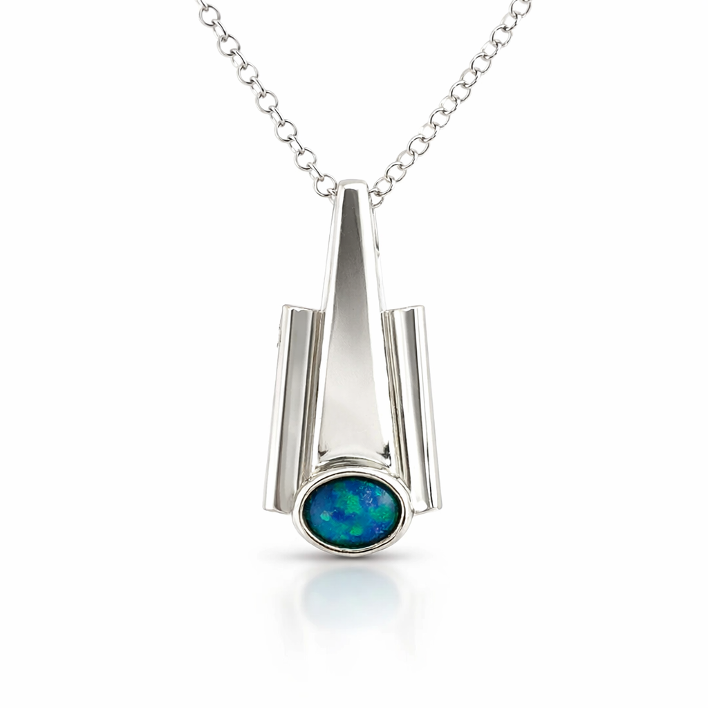 Radiant Blue Opal Silver Pendant – Elegance for Every Occasion