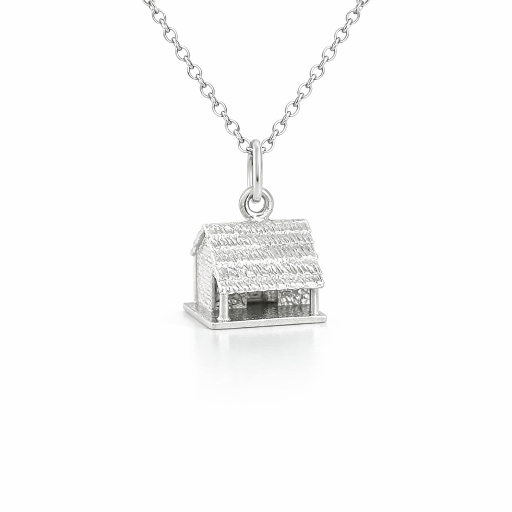 Coastal Hut Pendant In Sterling Silver
