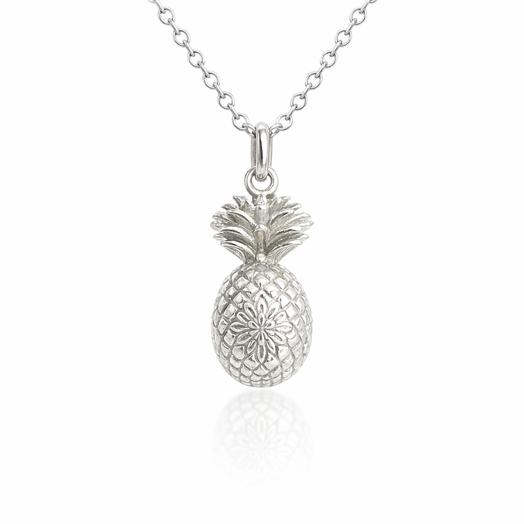 Elegant Petite Pineapple Pendant In Sterling Silver