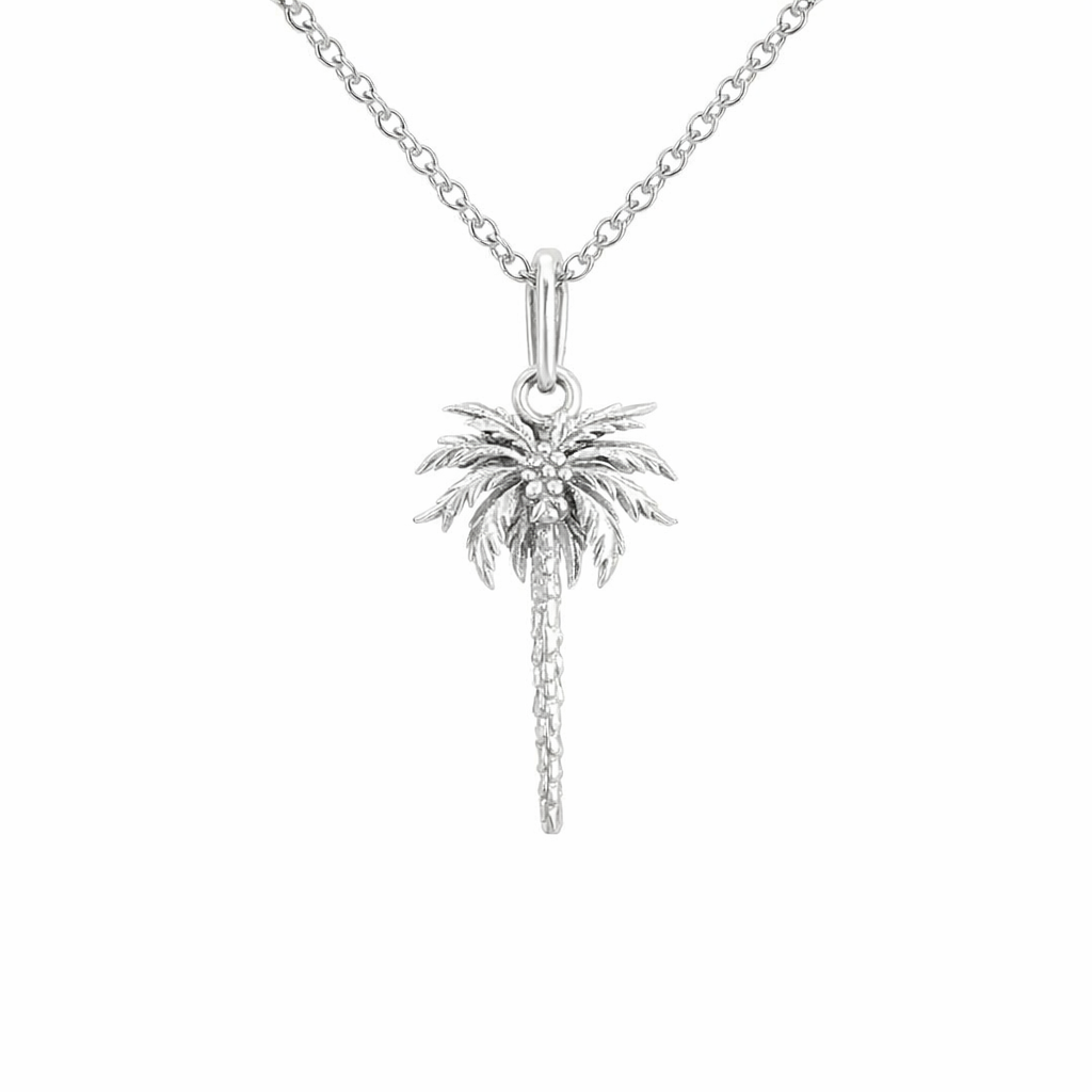 Swaying Fronds Palm Tree Pendant In Silver
