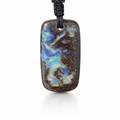 Natural Boulder Opal Pendant on Black Cord
