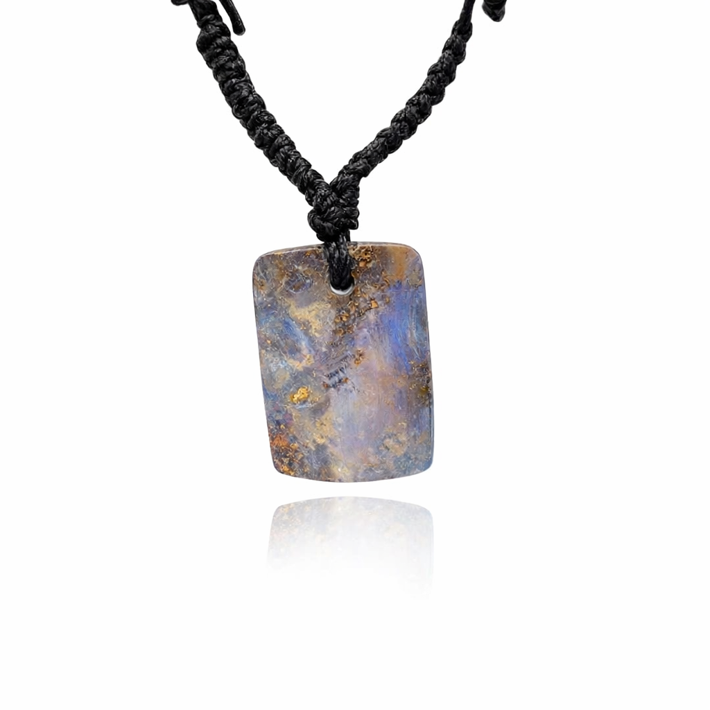 Natural boulder Opal Pendant on Black Cord