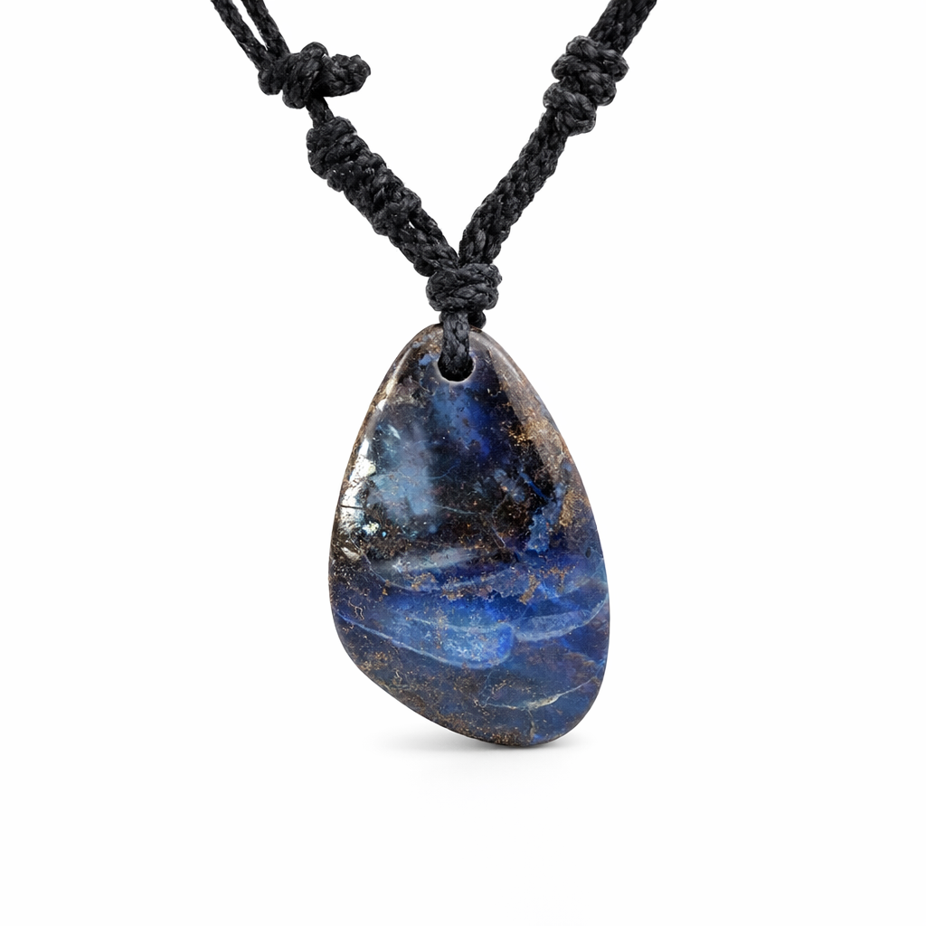 Natural Boulder Opal on Macramé Black Cord
