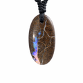 Boulder Opal Pendant on Black Macramé Cord