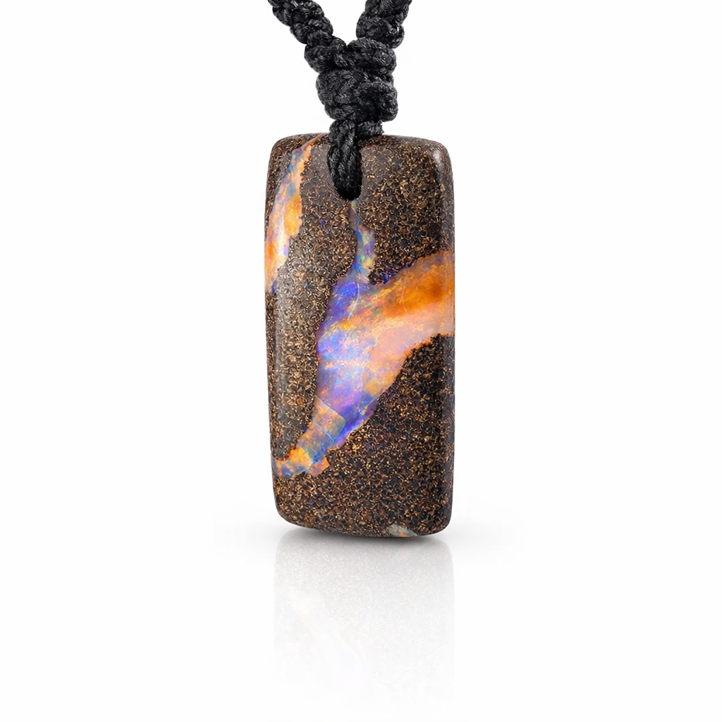 Natural Boulder Opal on Macramé Black Cord