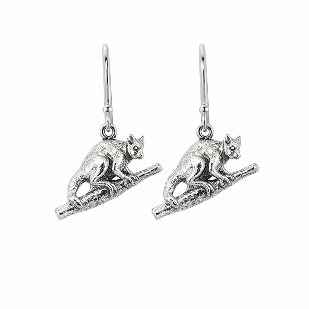 Tree Kangaroo Earrings In Sterling Silver