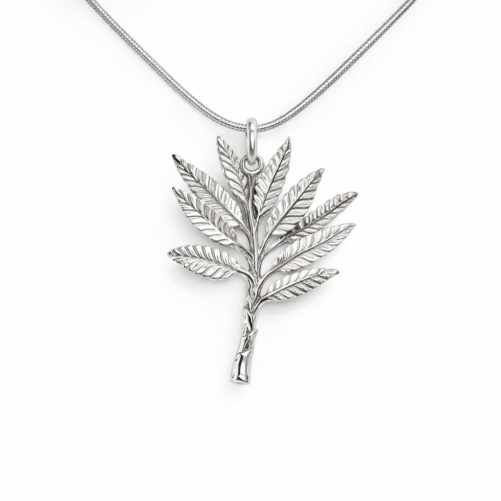 Banana Tree Pendant In Silver Large