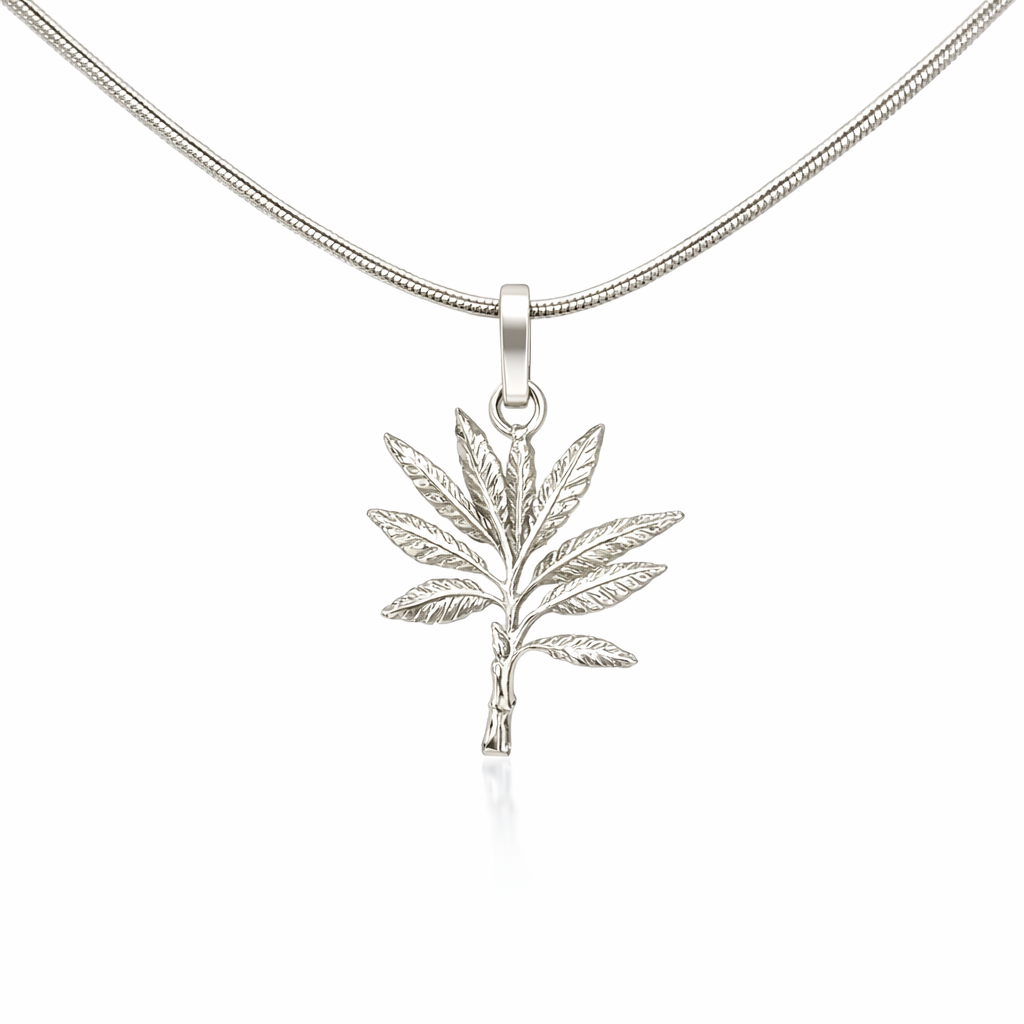 Banana Tree Pendant In Silver Medium