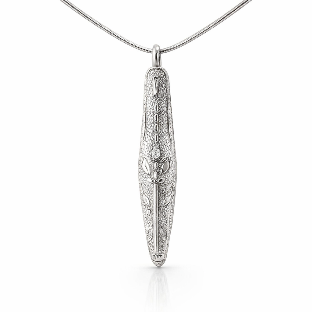 Silver Crocodile Long Mask Pendant