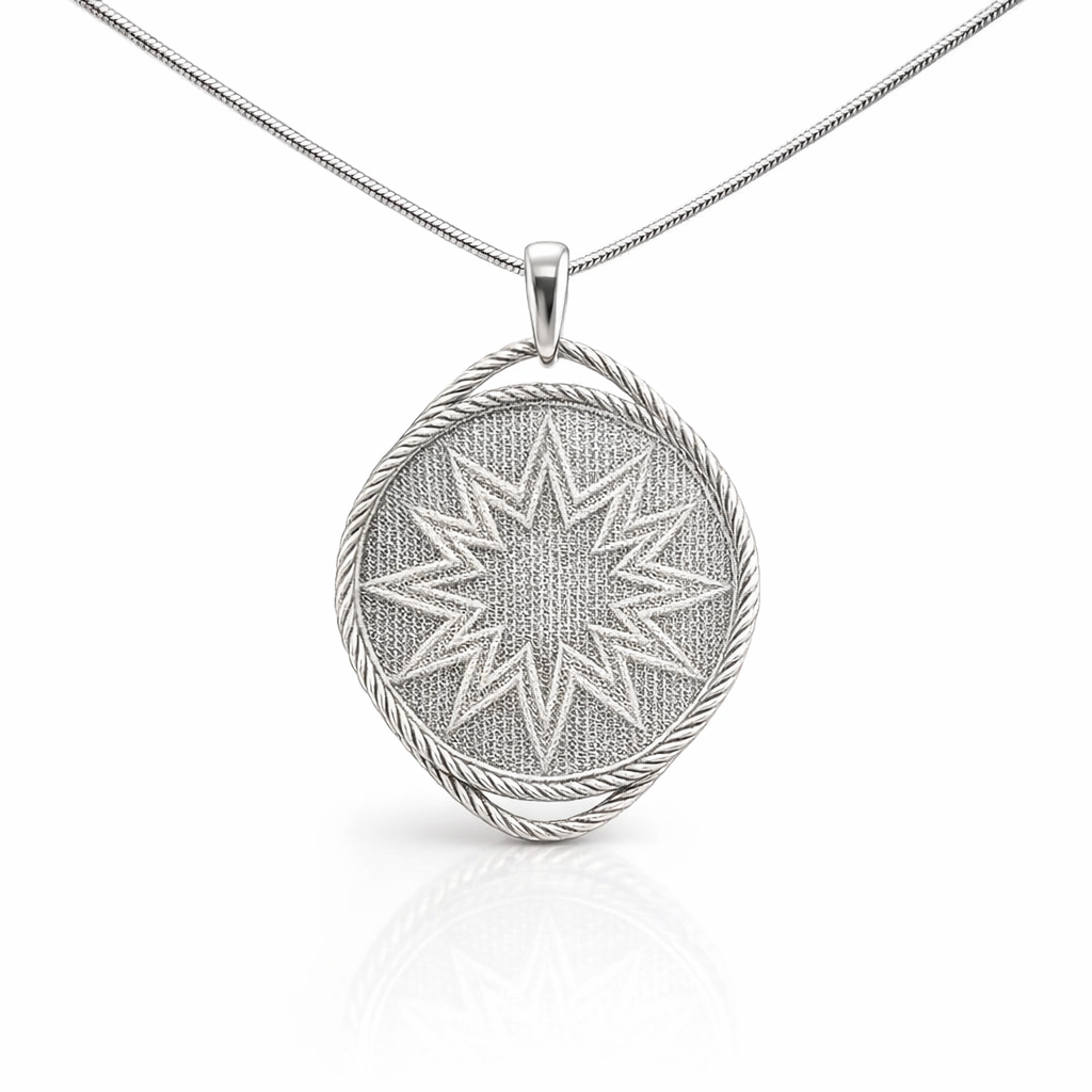 Large Sterling Silver Goroka Basket Pendant